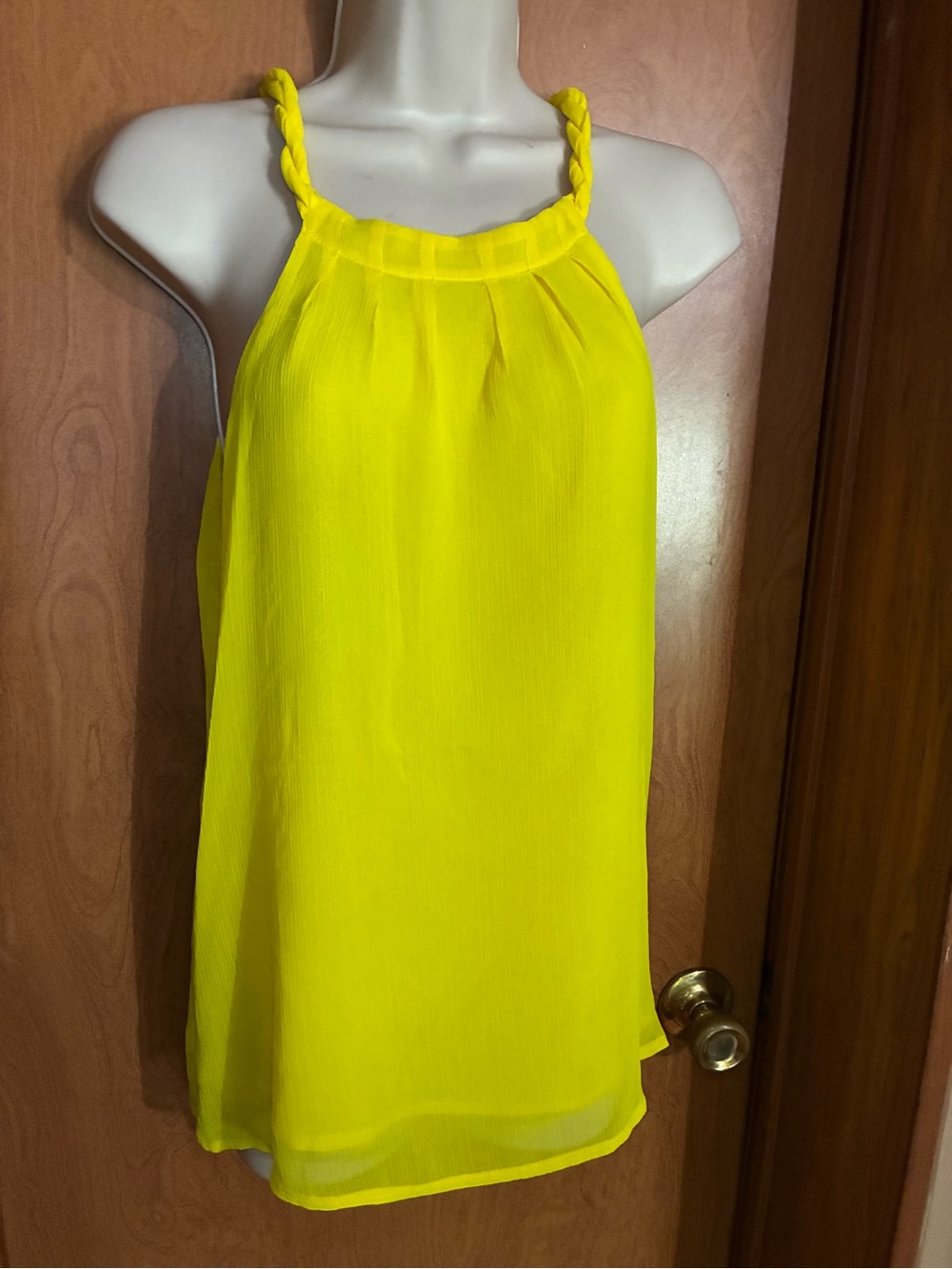 Bright Yellow Braided-Strap Halter Top - Women XS
